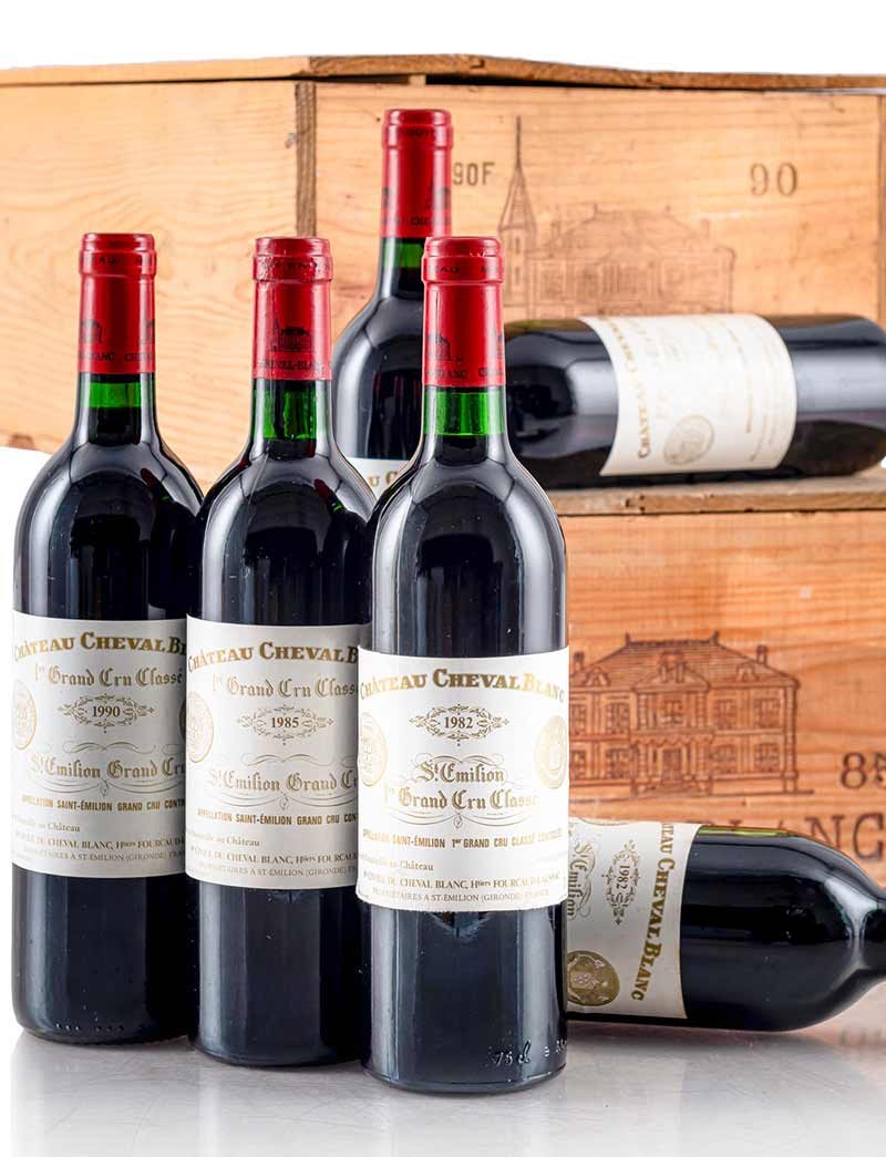 Lots 510, 516 & 520: 12 bottles each 1982, 1985 & 1990 Chateau Cheval Blanc in OWC